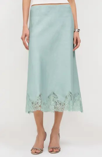 Reformation Carolina Lace Trim Linen Midi Skirt | Nordstrom | Nordstrom