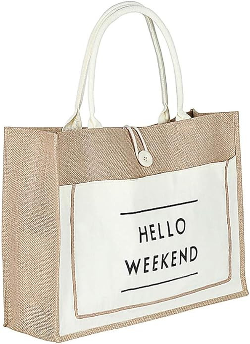 Women's Simple Flax Tote Shoulder Bag, Big Capacity Retro Handbag, Waterproof Lining Shopping Bag | Amazon (US)