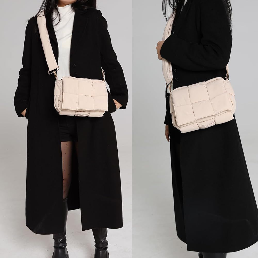 NAARIIAN Puffer shoulder bag Nylon padded woven handbag designer crossbody dupes women down purse | Amazon (US)