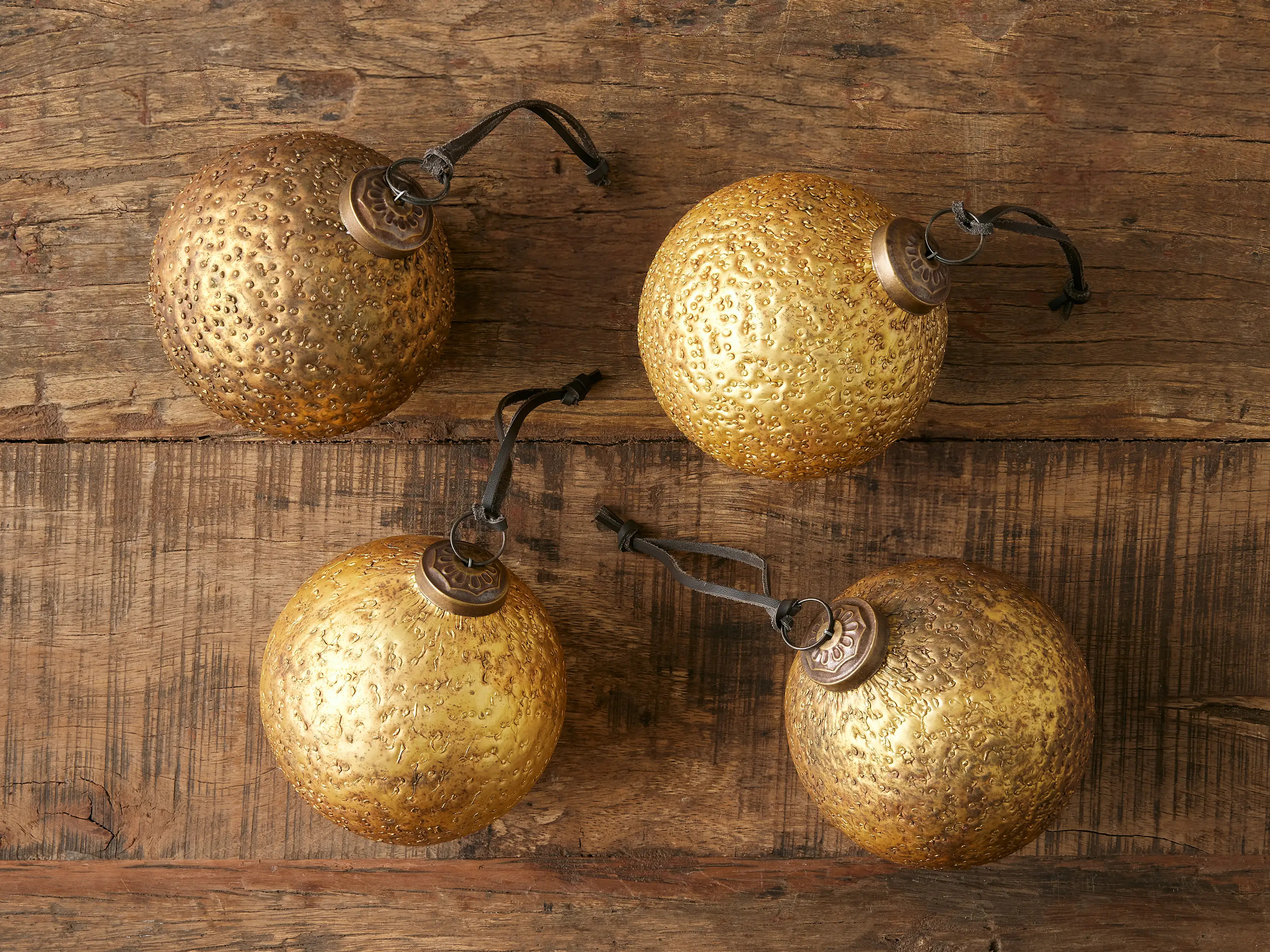 Antique Gold Speckle Ornaments (Set of 4) | Arhaus