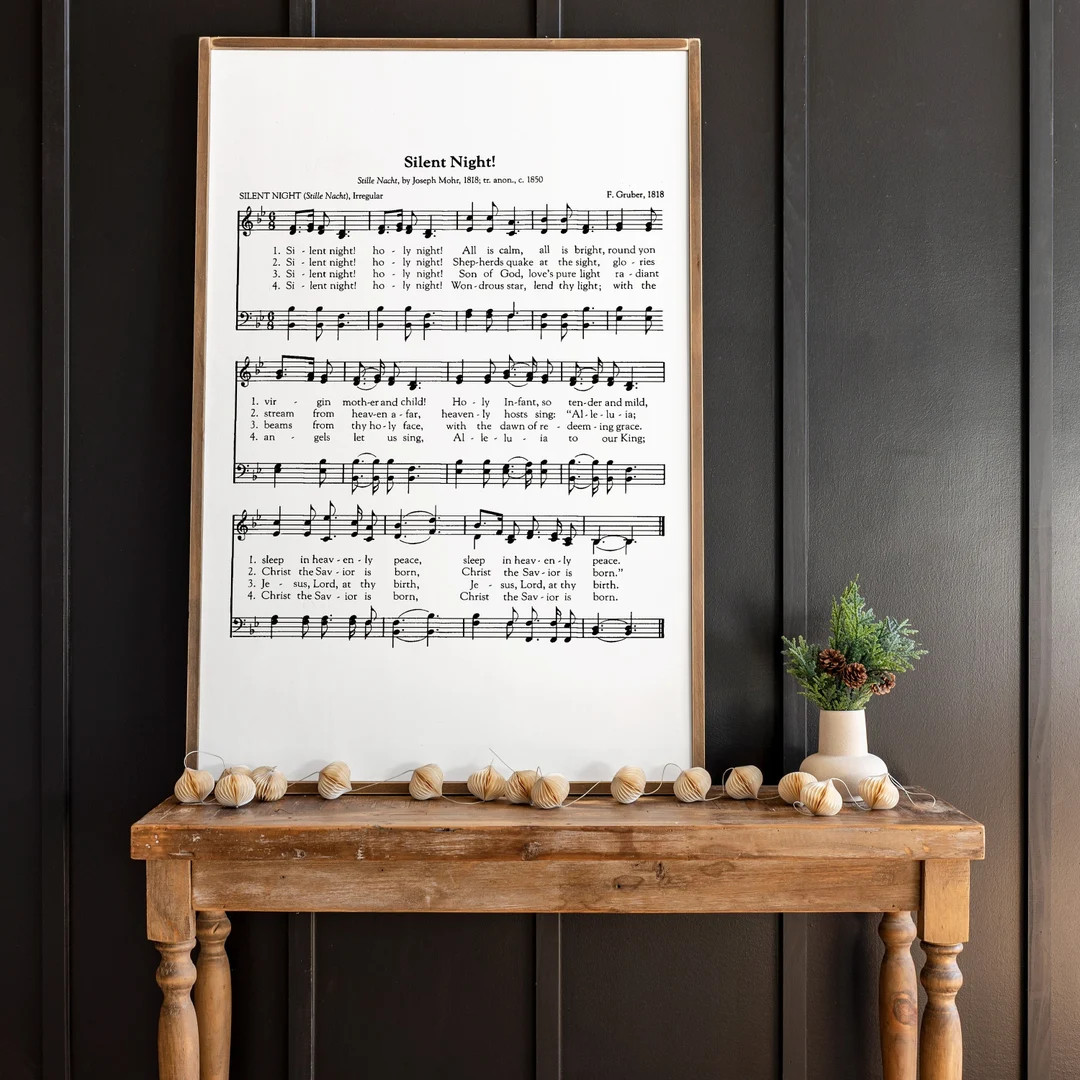 Silent Night Hymn Sheet Music Wood Sign - Christmas Wall Decor | 378 - Etsy | Etsy (US)