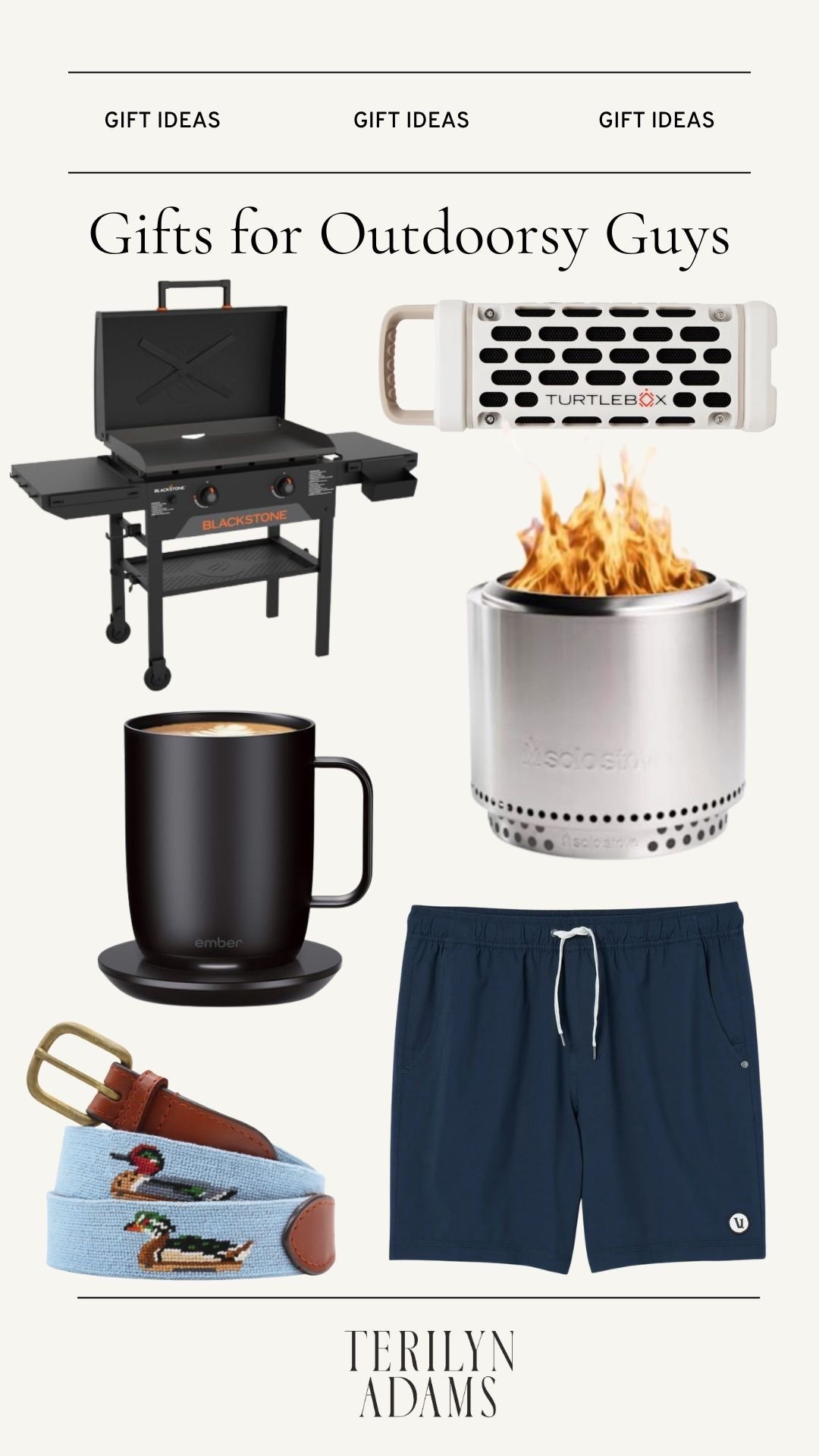 Gifts for Outdoorsy Guys
Heated mug 
Needlepoint belt
Portable fire pit 
Abel speaker
Athletic shorts
Blackstone 

#LTKMens #LTKHome #LTKGiftGuide