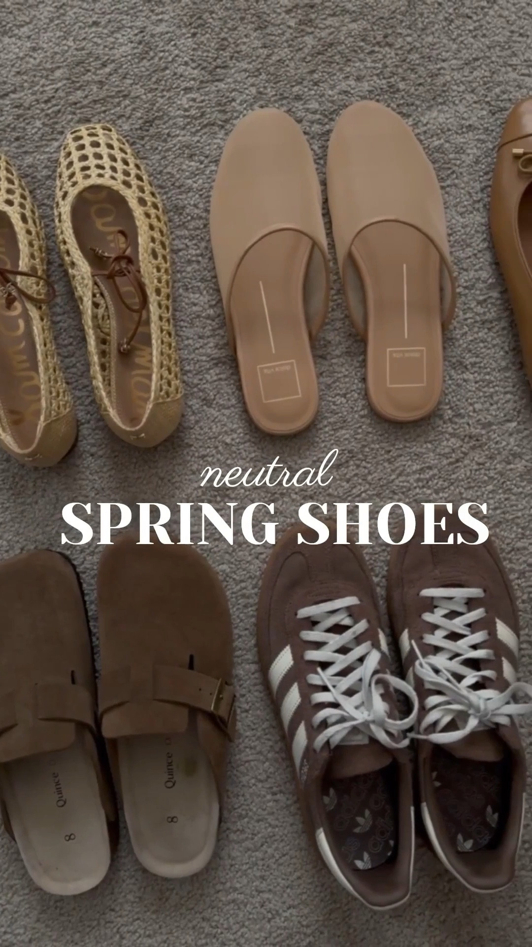 Neutral spring shoes 

Woven ballet flats / mesh mules / clog mules / adidas handball spezial sneakers / Steve Madden dusty booties / cap toe ballet flats 



#LTKSeasonal