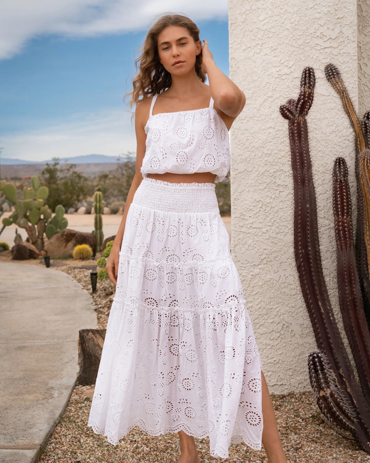 Charlie Skirt In Fresh White Eyelet | Change of Scenery