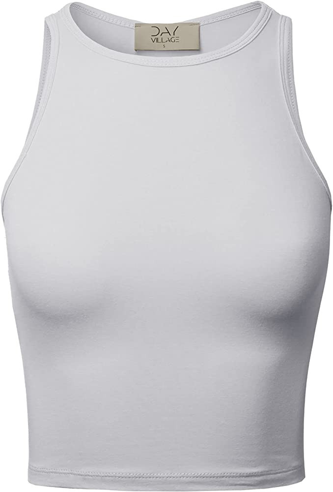 DAY VILLAGE Women's Halter Neck Sleeveless Crop Tank Top | Amazon (US)