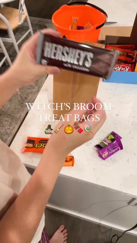 WITCH'S BROOM TREAT BAGS! Brown bags, brown construction paper, REESE'S Milk Chocolate Peanut Butter Cups, Halloween DIY idea, halloween treat bags 

#LTKHalloween #LTKSeasonal #LTKhome