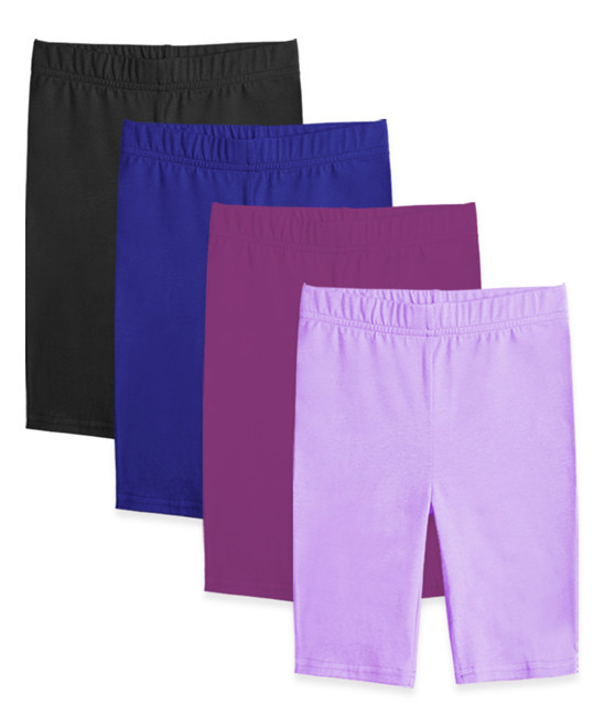 Charcoal & Lavender Bike Shorts - Set of Four | Zulily