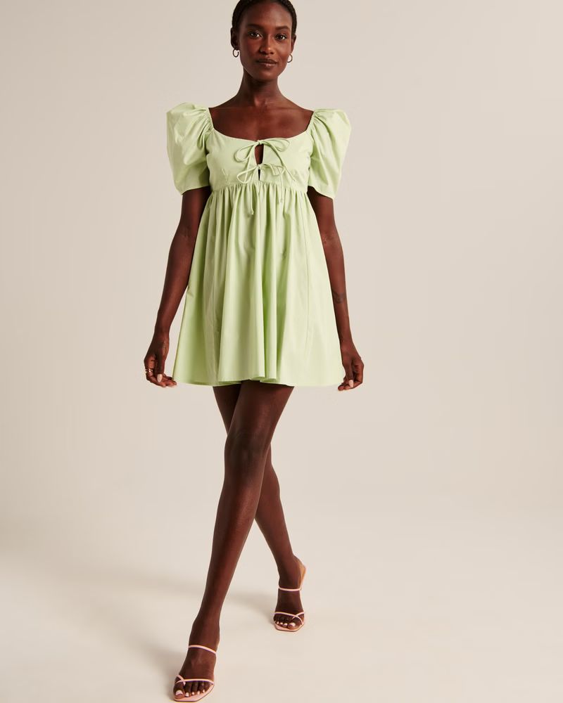 Women's Keyhole Babydoll Mini Dress | Women's | Abercrombie.com | Abercrombie & Fitch (US)
