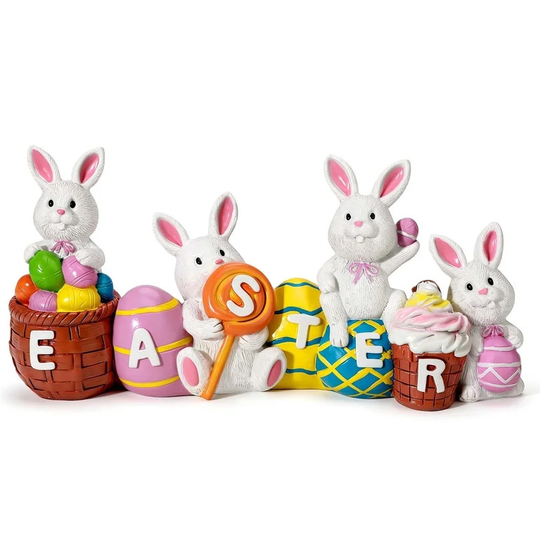 Ayieyill Easter Decor Bunny Eggs, Cute Spring Resin Bunny Figurines Tabletop for Easter Holiday D... | Walmart (US)