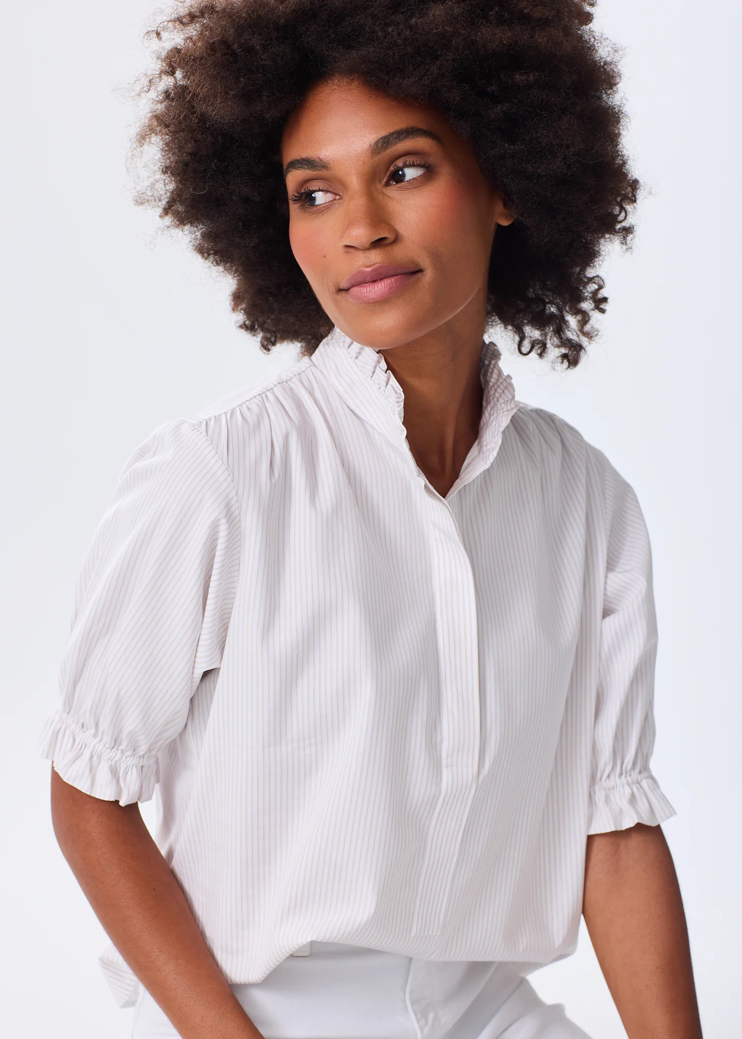 The Short Sleeve Ruffle Blouse - Striped - Discontinued Color | Alice Walk