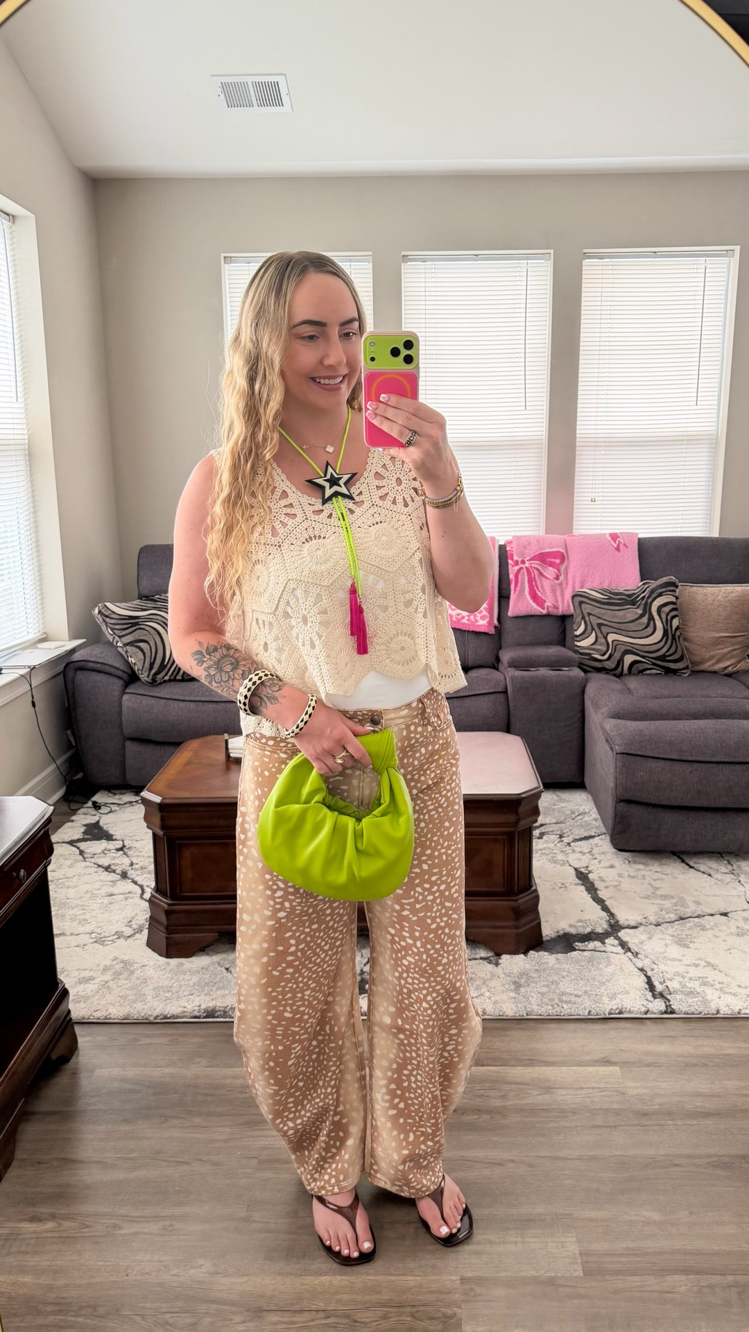 Neutral tones with a pop of lime 💚 And can we talk about this Bambi print?! It’s going to be HUGE for fall, and I love finding ways to start wearing the trends now.

Add in a statement necklace + fun accessories and this outfit is so me!! 


#OOTD #BambiPrint #FallTrends #FallFashion #SummerToFall #MaximalistStyle #TallGirlStyle

#LTKstorytime #LTKTall #LTKootd