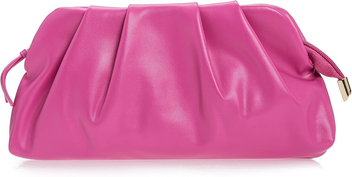 CHARMING TAILOR Chic Soft Vegan Leather Clutch Bag Dressy Pleated PU Evening Purse for Women | Amazon (US)