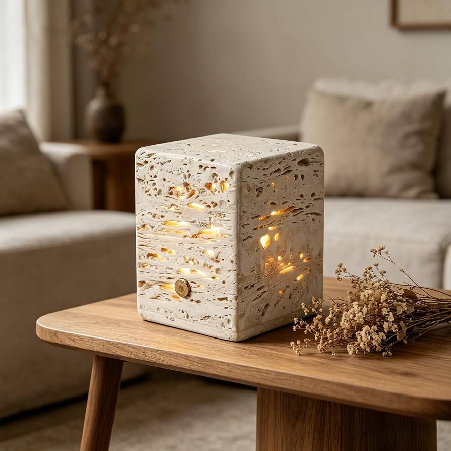 Natural Travertine Stone Lamp - Marble Lamp Touch Light