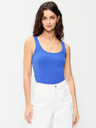 First-Layer Ribbed Scoop-Neck Tank Top | Old Navy (US)