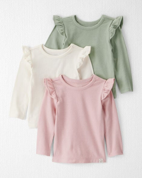 Baby Girl 3-Pack Organic Cotton Ribbed Tees | Carter's Inc