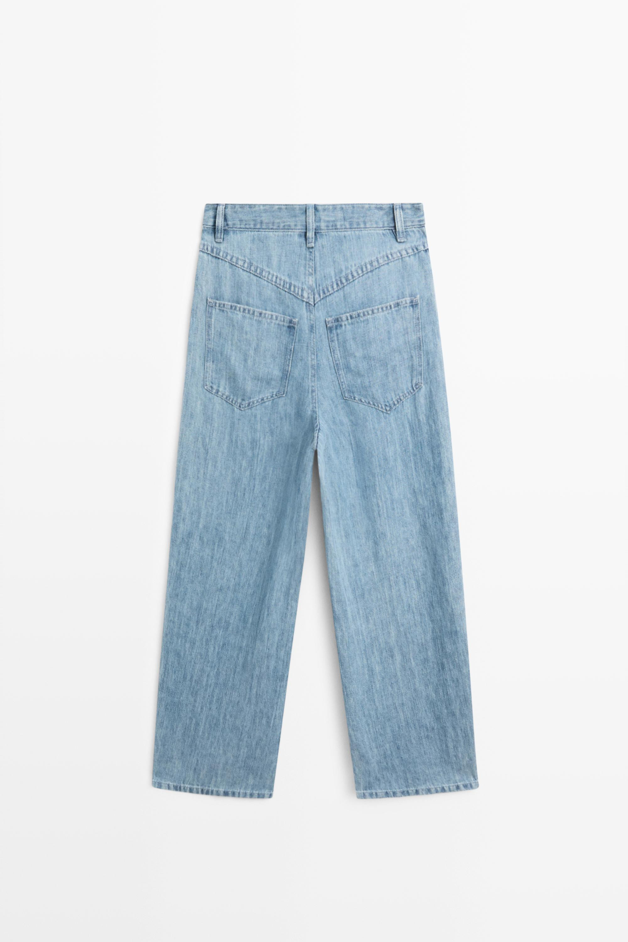 100% linen high-waist barrel fit jeans | Zara US