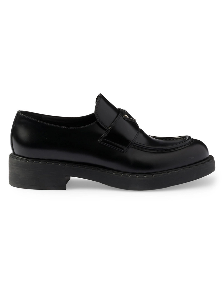 Women's Chocolate Brushed Leather Loafers - Black - Size 4.5 | Saks Fifth Avenue