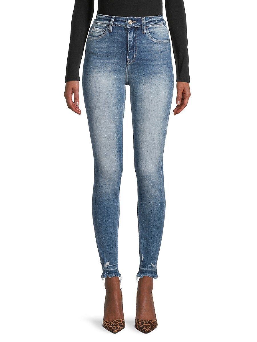 Flying Monkey Women's High Rise Distressed Skinny Jeans - Blue - Size 27 (4) | Saks Fifth Avenue OFF 5TH