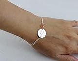 Customized Large Circle Charm Initial Bracelet and Small Birthstone in 925 Sterling Silver, 14K Rose | Amazon (US)
