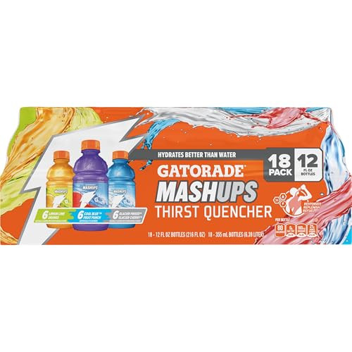 Gatorade Thirst Quencher, Mashups Variety Pack, Cool Blue-Fruit Punch, Lemon-Lime-Orange, Glacier Freeze-Glacier Cherry, 12 Fl Oz (Pack of 18) | Amazon (US)