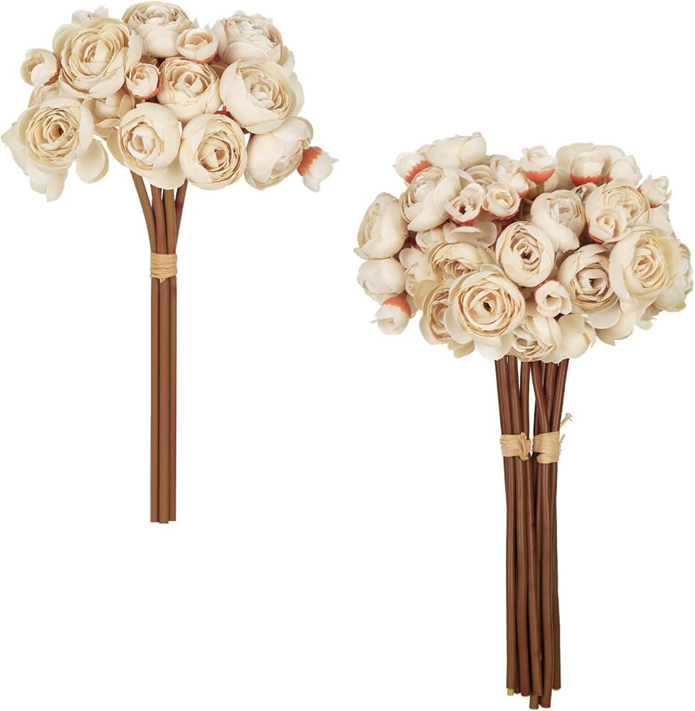 IPOPU Ranunculus Artificial Flowers 2Bouquets Silk Flowers with Stems 12PCS Mini Fake Flowers for... | Amazon (US)