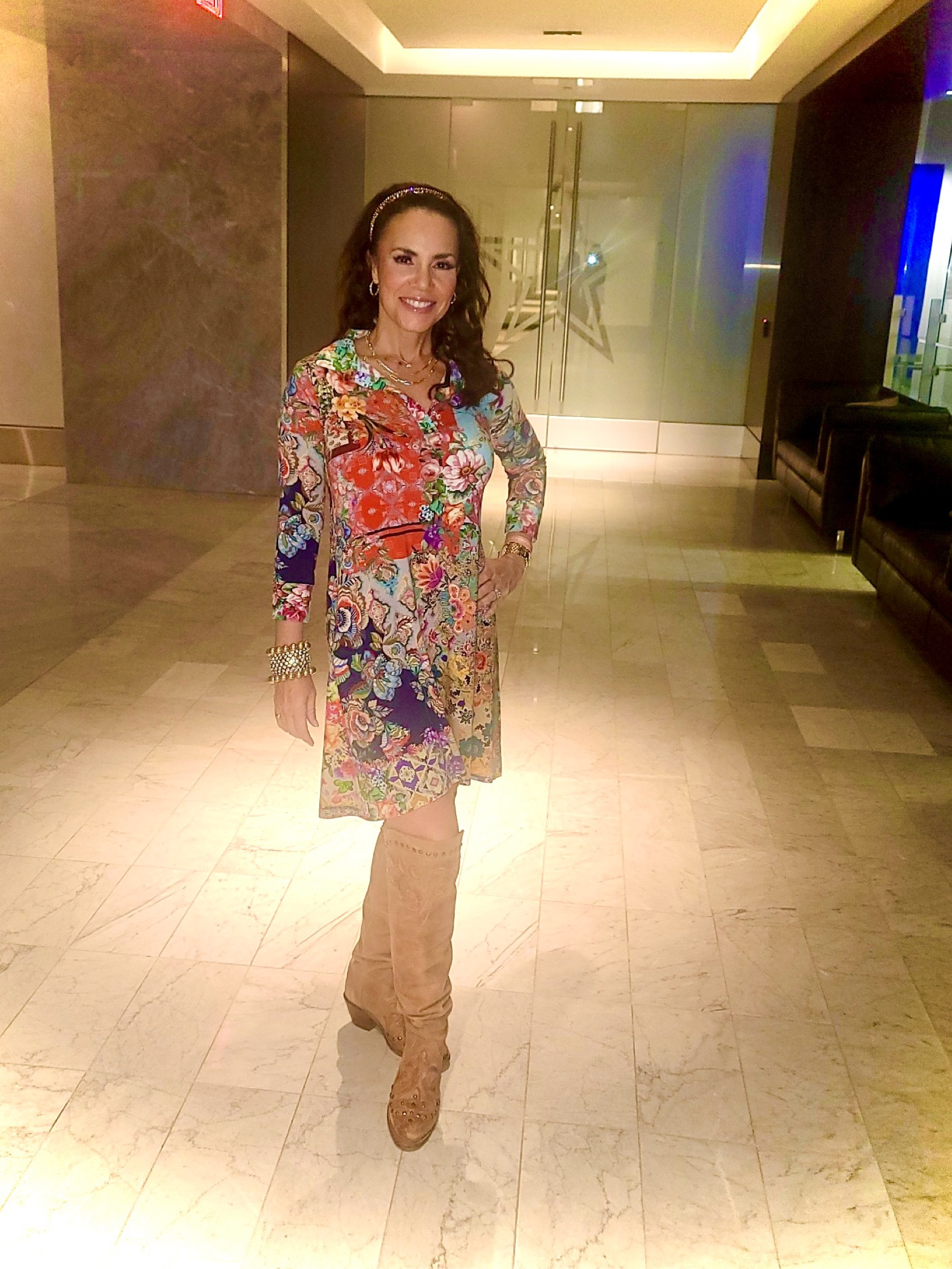 A comfortable and easy look to put together for an evening to celebrate with sweet friends! #LTK #LTKOver50 #dressandboots #drinksandappetizers #CowboysClub