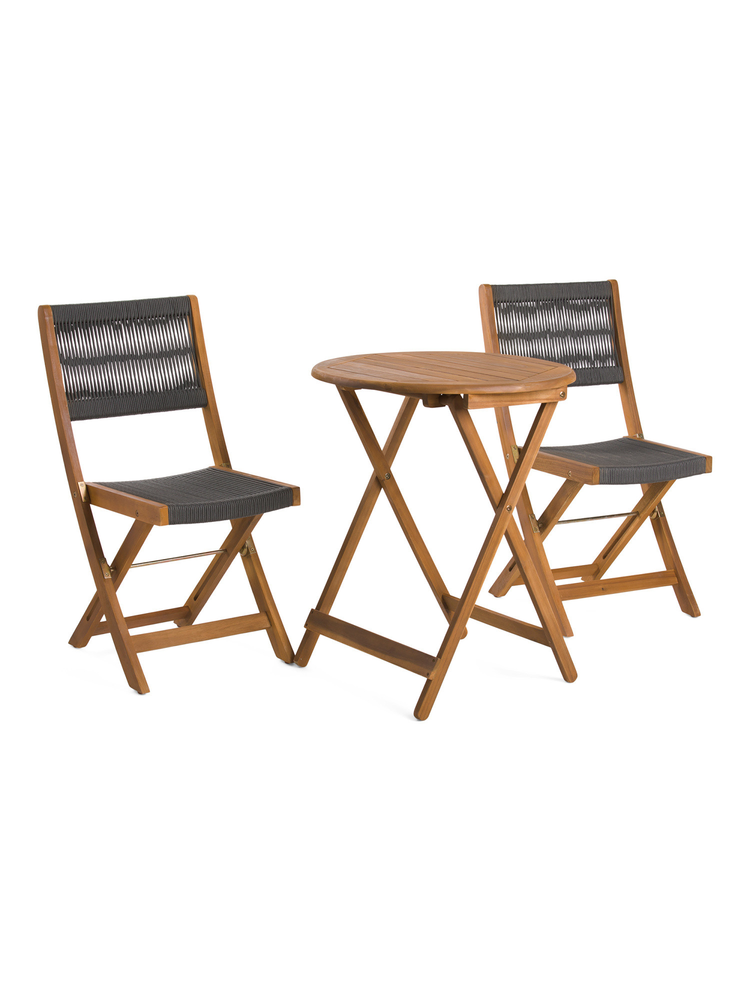 Indoor Outdoor Rope And Acacia Wood Bistro Set | TJ Maxx