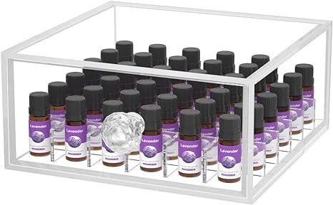 Clear Essential Oils Storage Box, AITEE Acrylic Organizer Holds 36 Bottles 10ml Size, Essential O... | Amazon (US)