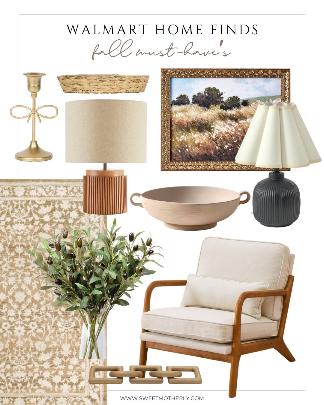 Refresh your space with Walmart fall home decor, featuring neutral area rugs, textured lamps, and realistic olive tree stems. Add cozy layers with woven baskets, ceramic serving bowls, and framed landscape wall art. These affordable Walmart fall must-haves bring warmth and seasonal style to any room.

#LTKSeasonal #LTKHome #LTKStyleTip
