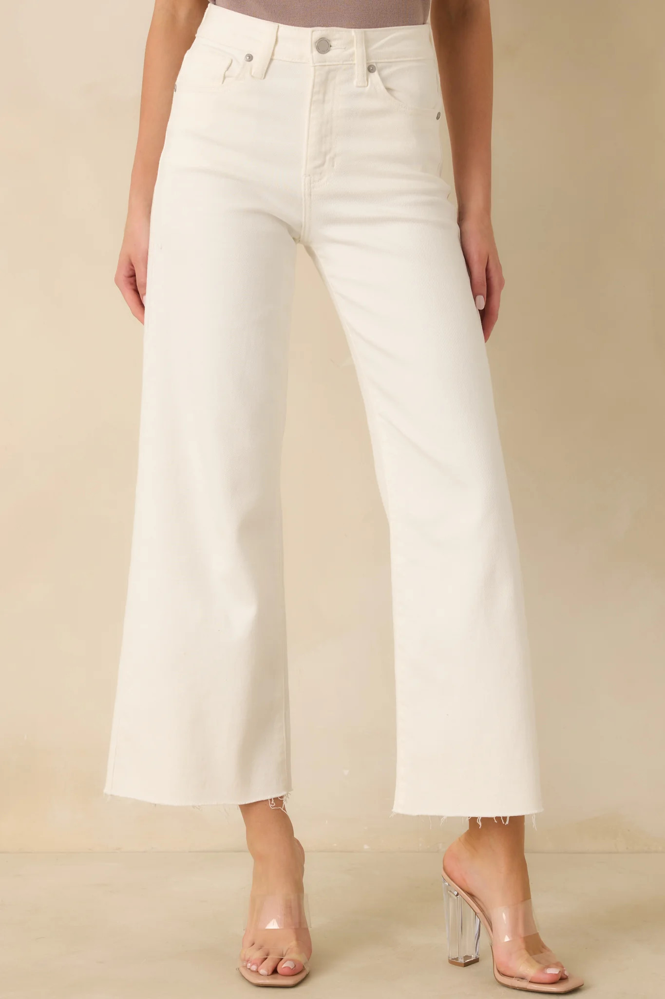 Already On It White Wide Leg Jeans | Red Dress