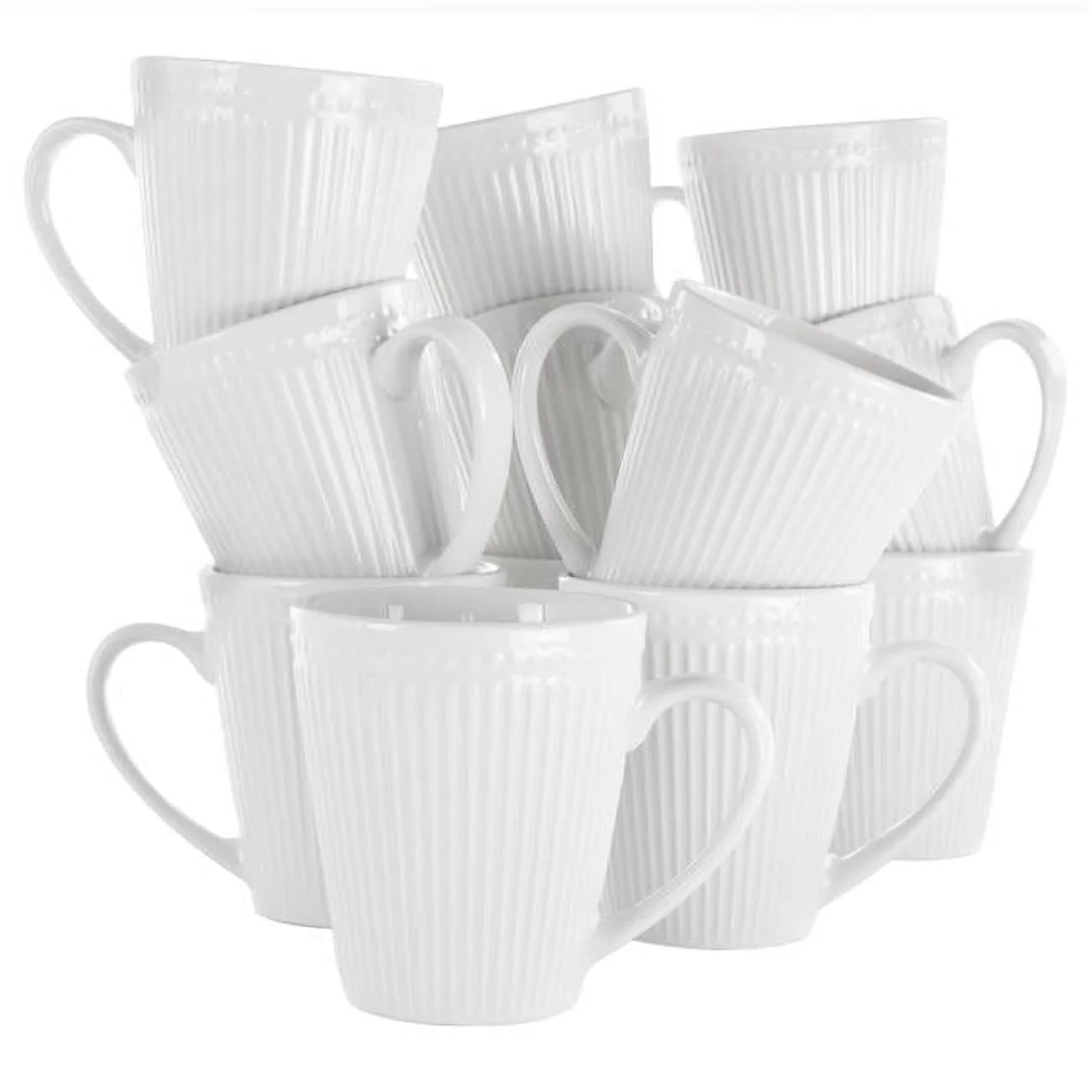 Elama Madeline 12 Piece Porcelain Mug Set in White | Walmart (US)