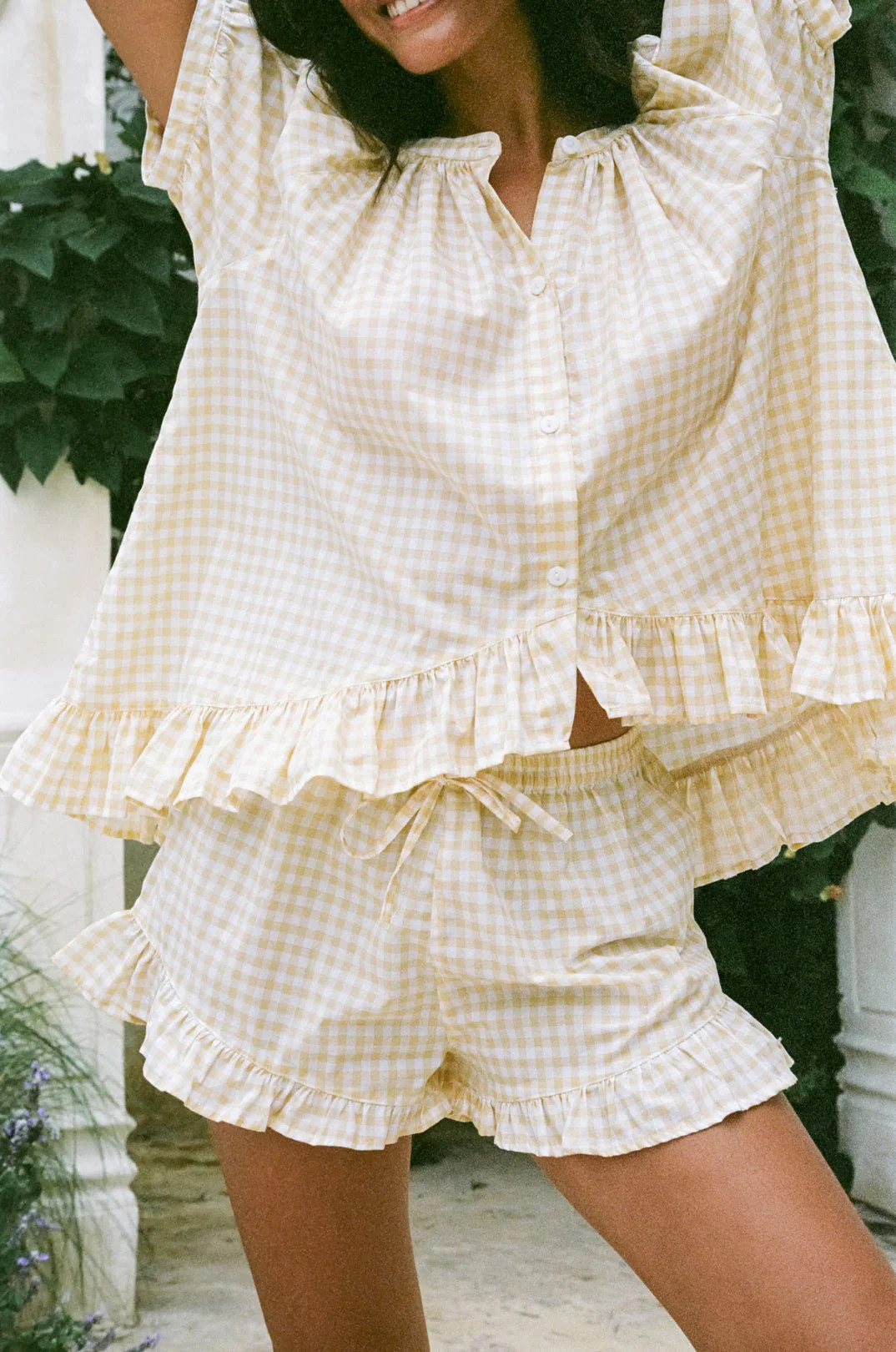 Sophie Sleep Set - Cotton - Gingham Yellow | Piyama US