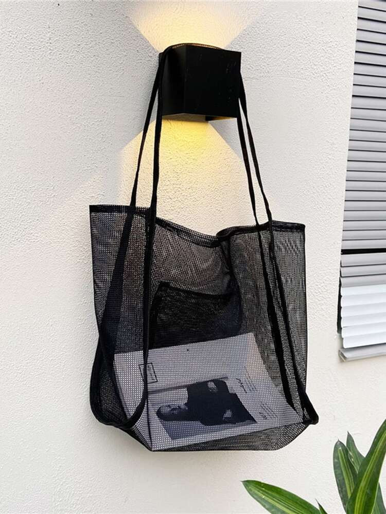 Large Capacity Sheer Mesh Shopper Bag | SHEIN