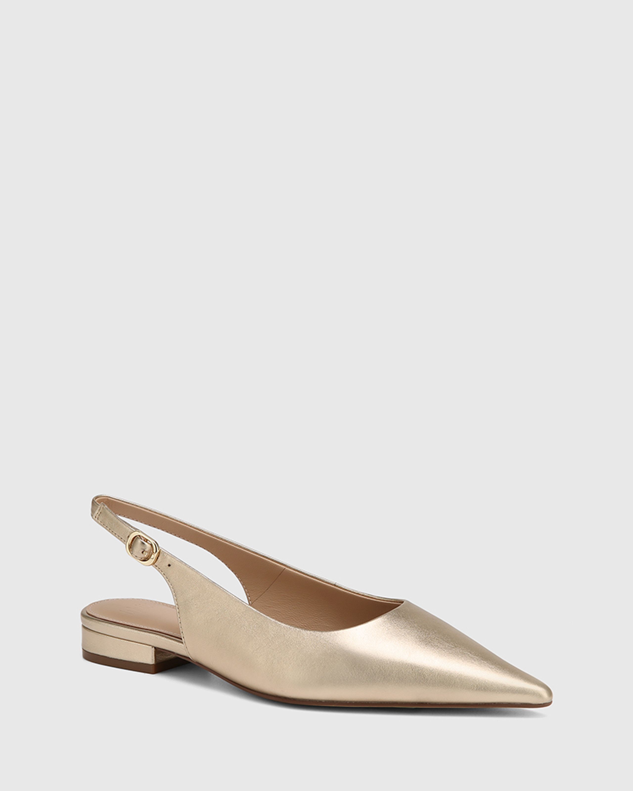 Mera Champagne Metallic Leather Slingback Flat | Wittner