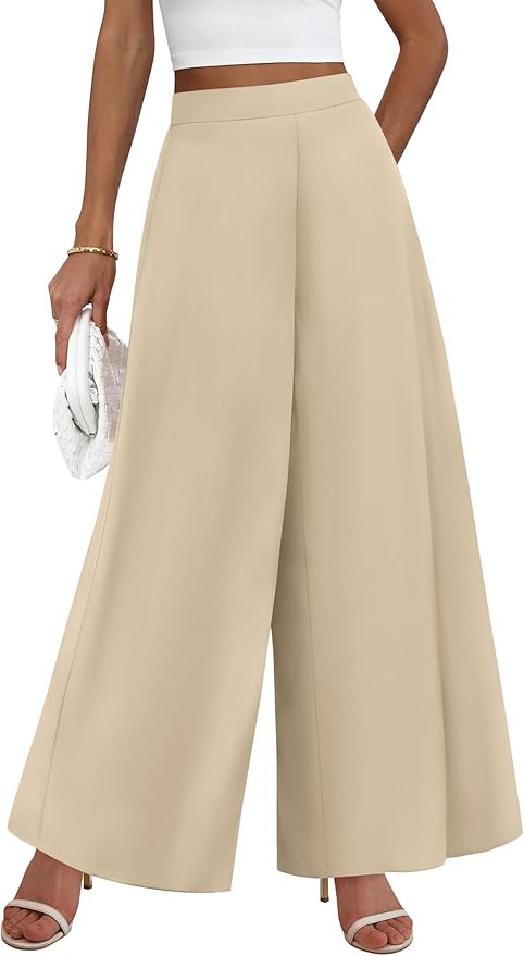 KIRUNDO Palazzo Pants for Women Dressy 2026 Spring Slacks Wide Leg High Waisted Business Casual W... | Amazon (US)