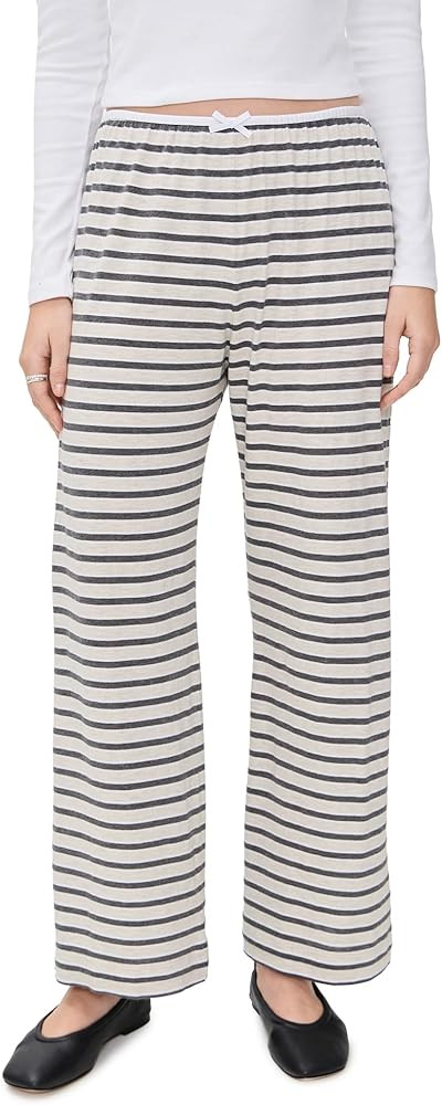 DONNI. Women's The Stripe Jersey Bow Simple Pants | Amazon (US)