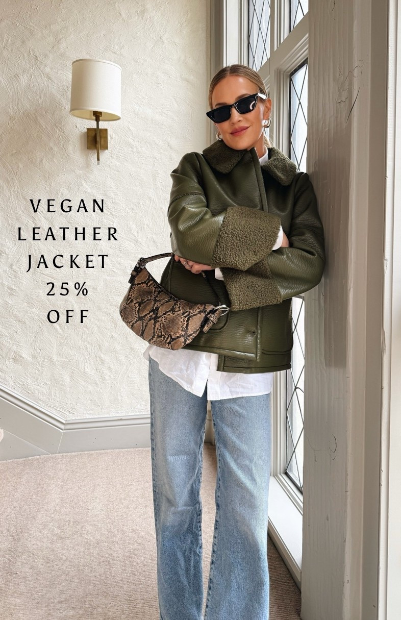 Beautiful army green jacket with shearling details, white button up shirt, trending agolde jeans, black kitten heels and snake bring bag ❤️ Black Friday sale 



#LTKSaleAlert #LTKCyberWeek #LTKHoliday