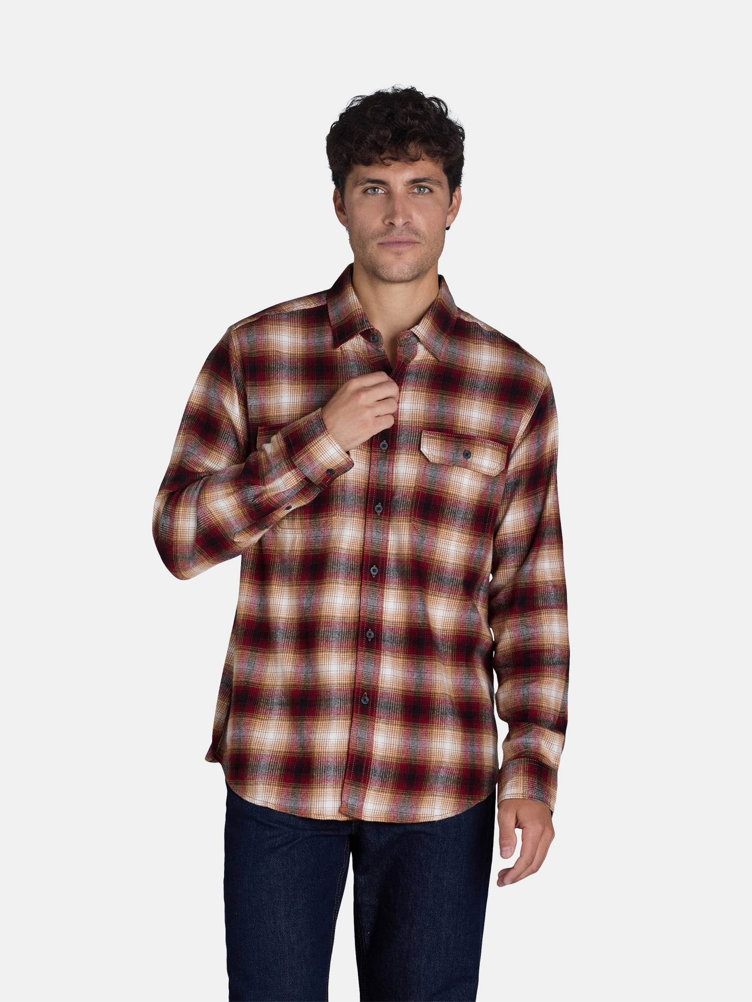 George Men's and Big Men's Flannel Shirt with Long Sleeves, Sizes XS-3XLT | Walmart (US)