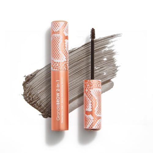 Grande Cosmetics GrandeBROW 2-in-1 Tinted Brow Gel + Brow Enhancing Serum for Thicker & Darker-Looking Eyebrows, Shape & Fill Brows, with Castor Oil & Mini Fibers - Taupe, Travel Size (0.07 fl oz) | Amazon (US)