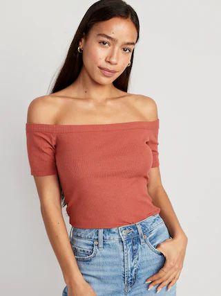 Fitted Off-The-Shoulder T-Shirt for Women | Old Navy (US)