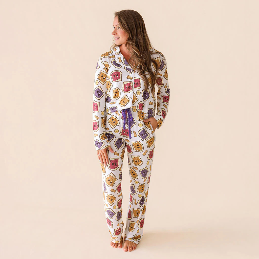 PB&J White Luxe Womens Pajamas | Peanut Butter Jelly Time | Posh Peanut
