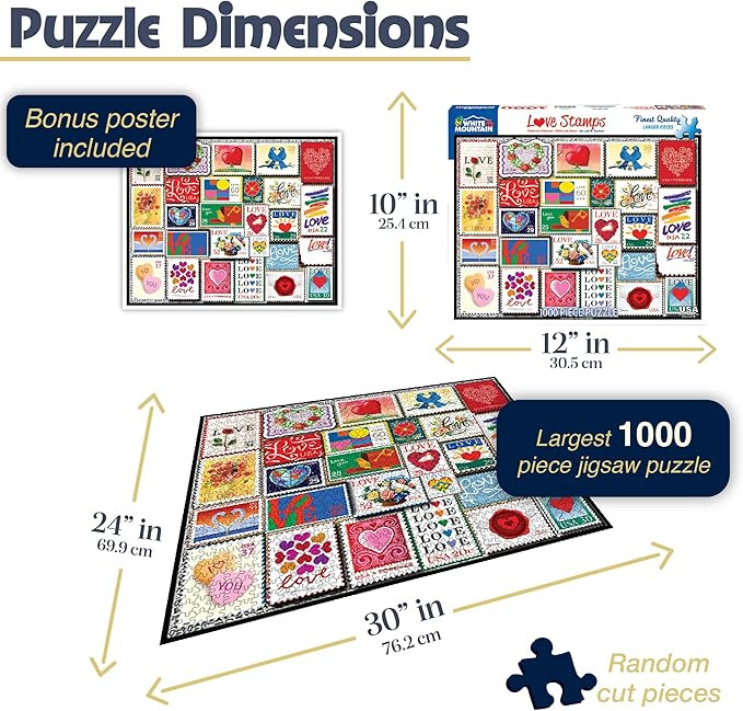 White Mountain Puzzles Love Stamps 1000 Piece Jigsaw Puzzle | Amazon (US)