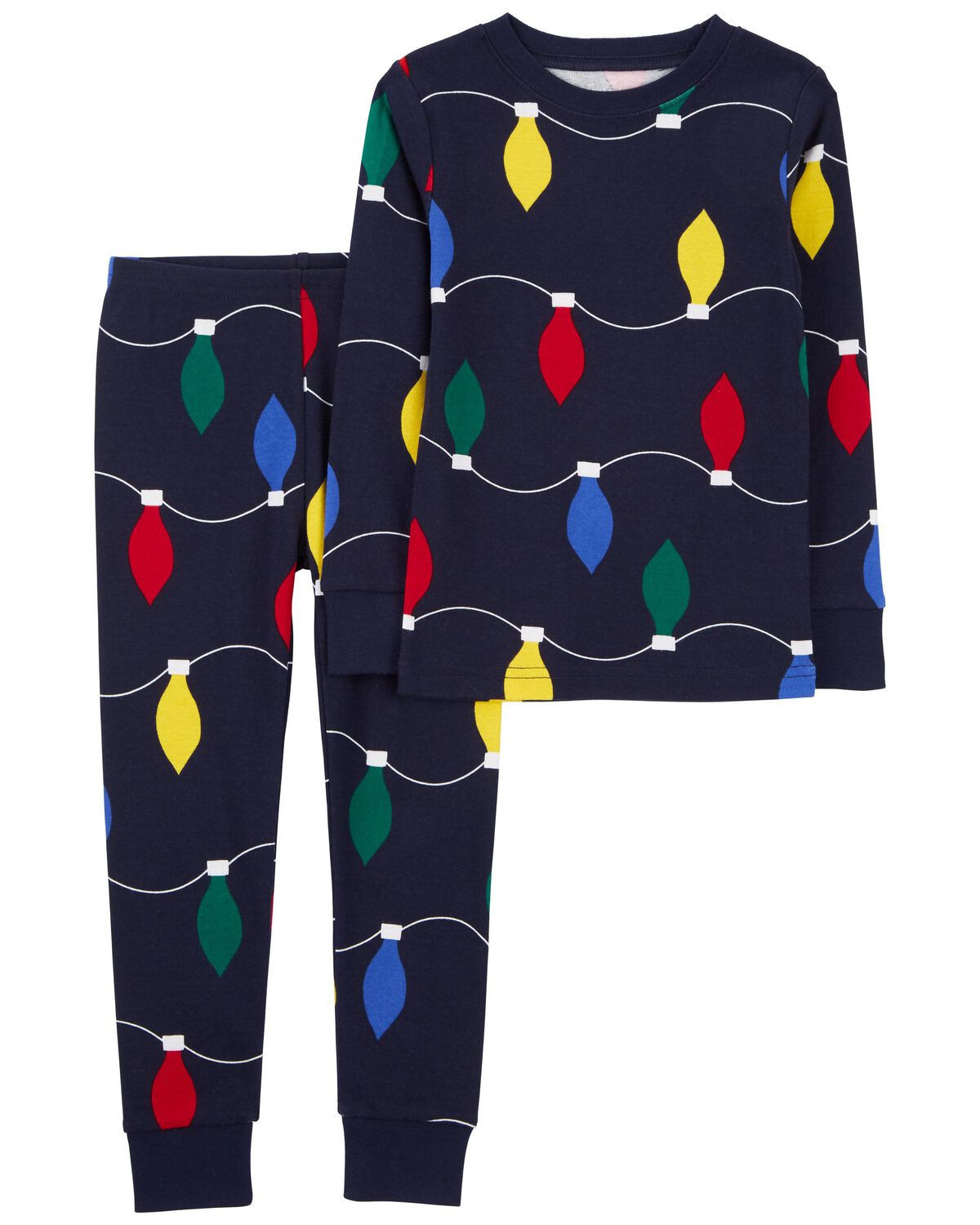 Navy Toddler 2-Piece Christmas Lights 100% Snug Fit Cotton Pajamas | carters.com | Carter's