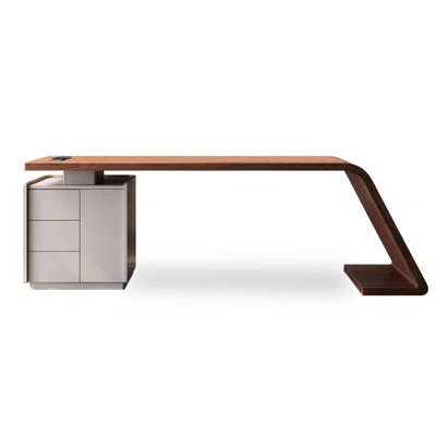 Modern Executive Desk with Side Cabinet and Three Drawers | Wayfair North America