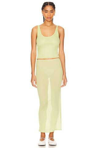 Double Mesh Tank Top | Electric Lime Top | Lime Green Top | Yellow Top | Maxi Skirt Set | Sets | Revolve Clothing (Global)