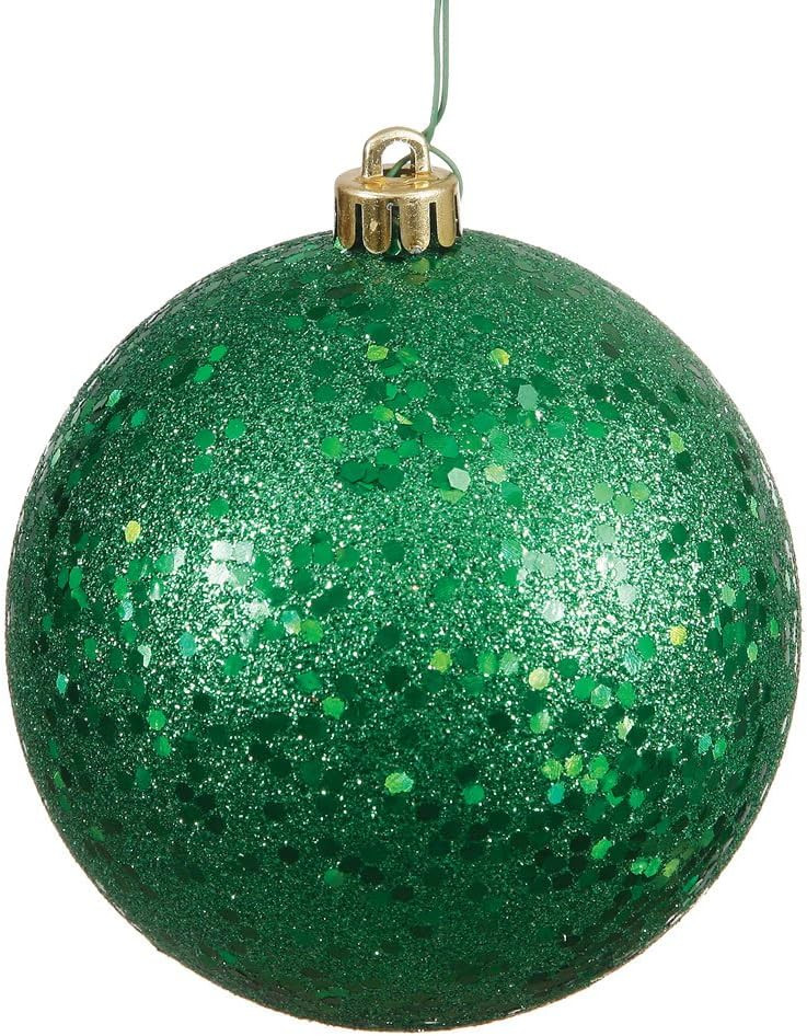 Vickerman 4" Green Sequin Ball Ornament, 6 per Bag | Amazon (US)