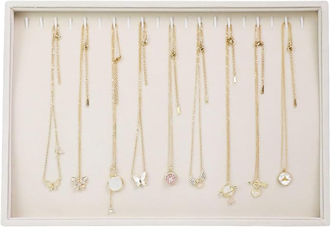 Stratalife Necklace Organizer Stackable Jewelry Organizer 20 Hooks Large Jewelry Tray Necklaces H... | Amazon (US)
