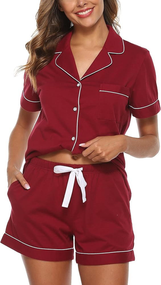 EA'S SECRET Womens Pajamas Set 100% Cotton Soft Short Sleeve Sleepwear Button Down Nightwear Summ... | Amazon (US)