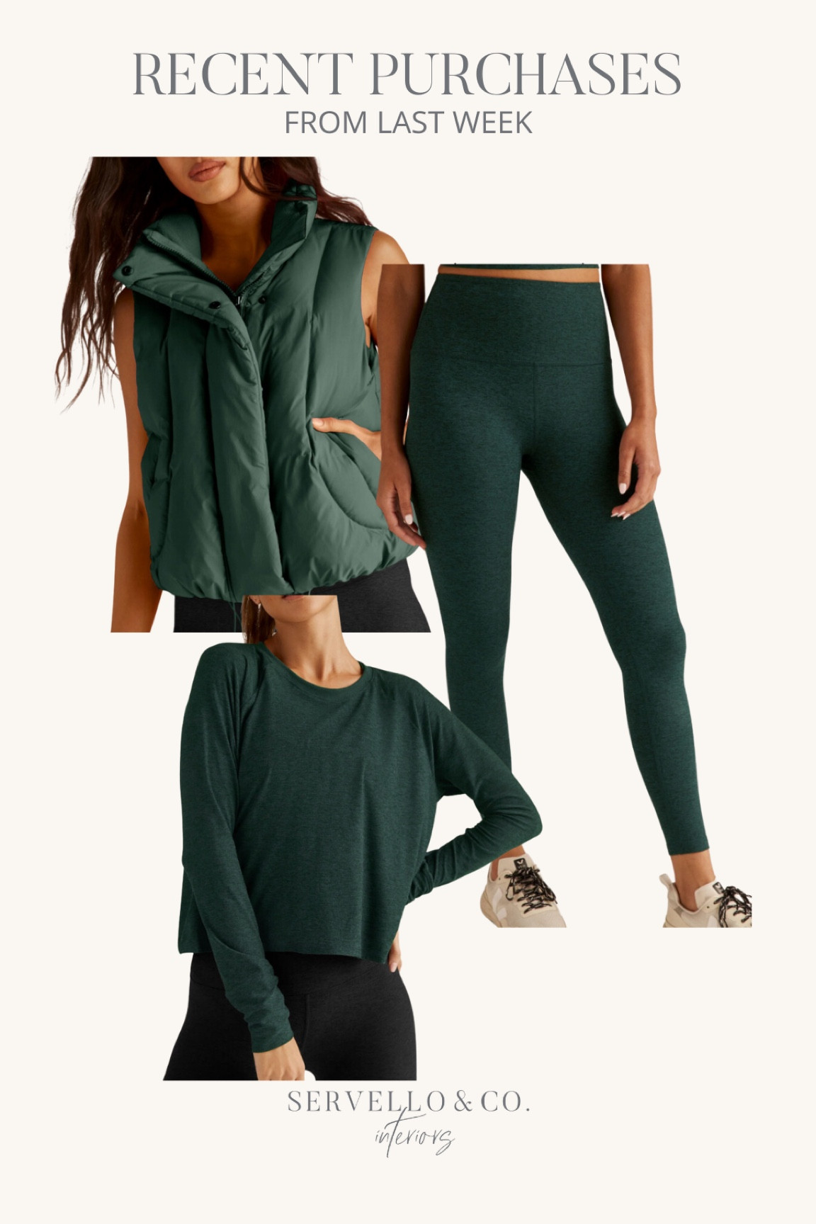 Mom uniform, school pick up line outfits, work from home outfits, atleisure, beyond yoga green, monochromatic lounge clothes, work out outfit, puffer vest

I go down one size in the leggings and everything else runs true to size 

#LTKfamily #LTKGiftGuide #LTKfindsunder100
