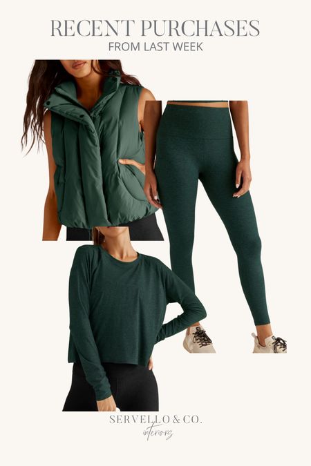Mom uniform, school pick up line outfits, work from home outfits, atleisure, beyond yoga green, monochromatic lounge clothes, work out outfit, puffer vest

I go down one size in the leggings and everything else runs true to size 

#LTKfamily #LTKGiftGuide #LTKfindsunder100